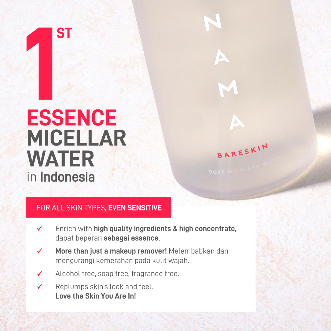 NAMA Bareskin Pure Micellar Water | Pembersih Cleanser  Makeup Remover  Sekali Usap Bersih Tuntas